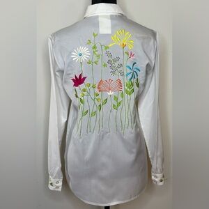 Vintage 80’s King James California floral embroidered button up collar shirt Med